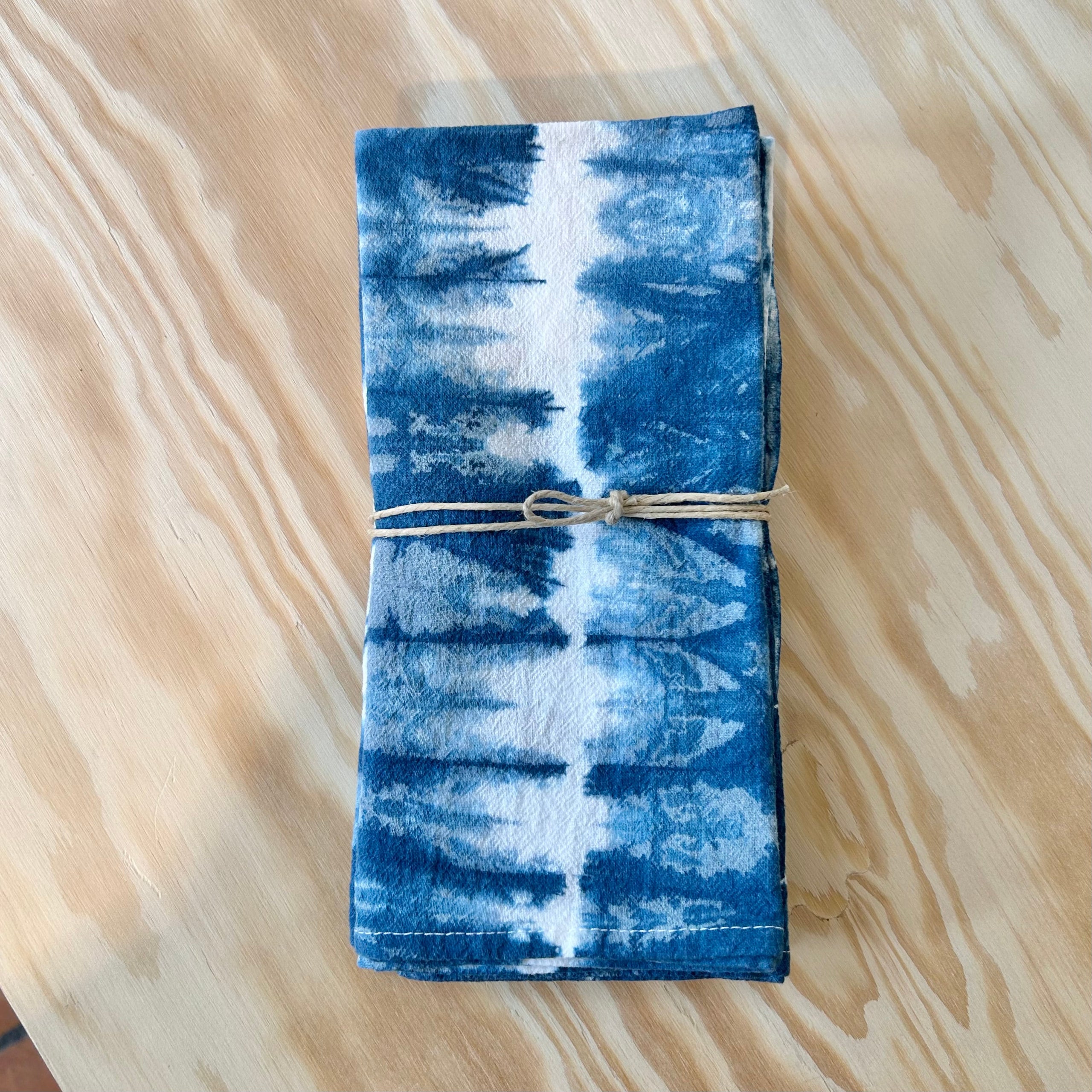 Naturally Dyed Indigo Shibori Linen Napkins (Set of 4)